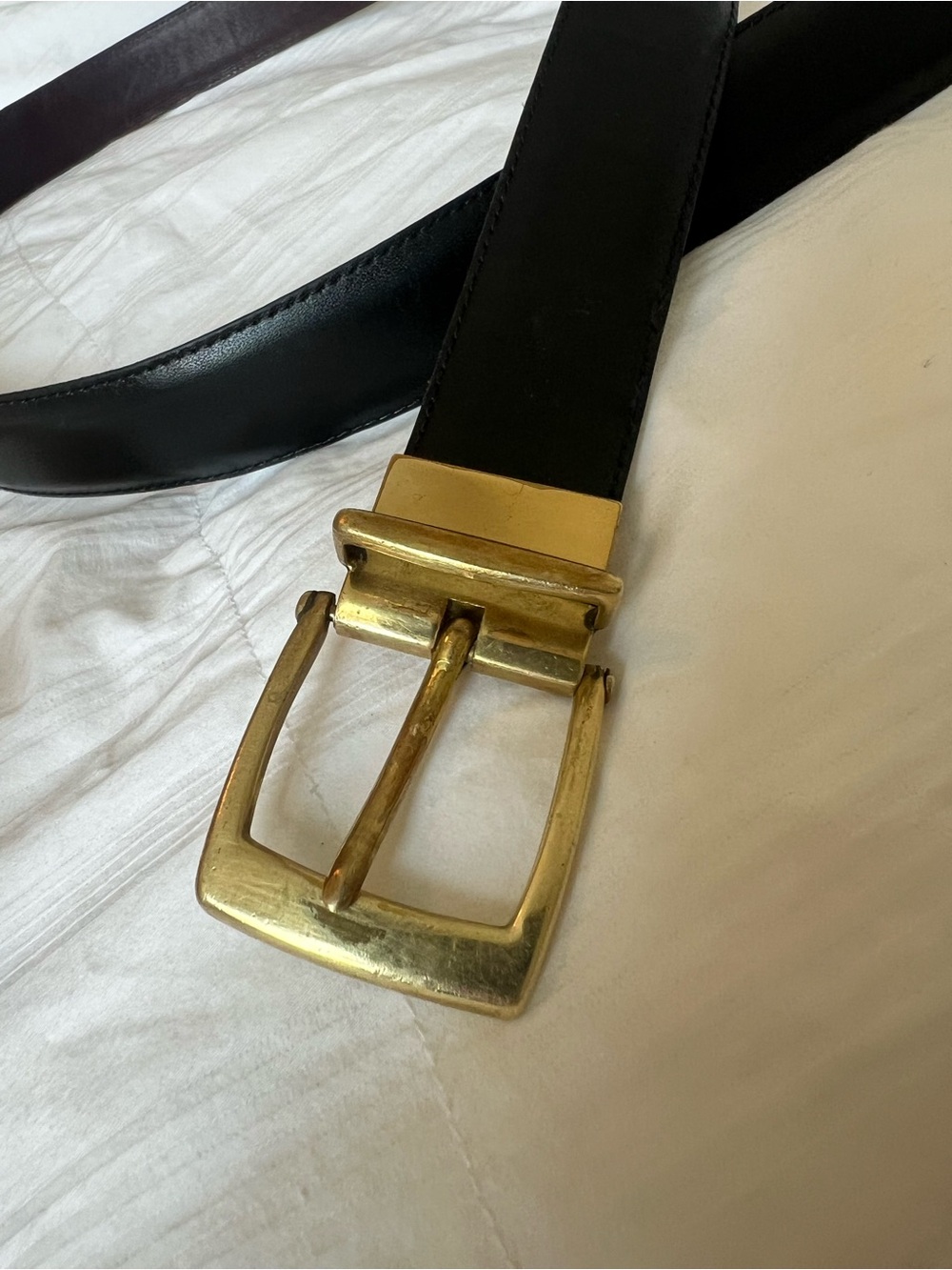 Coach Classic Black Leather Belt with Gold Buckle - Men's Accessory